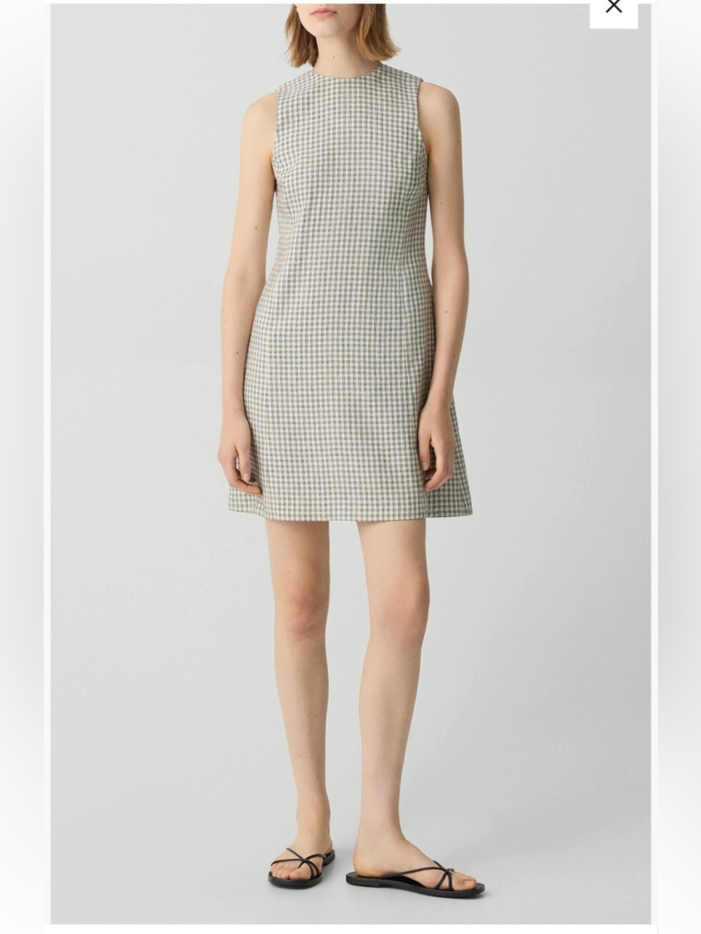 Theory - check linen blended mini dress - NEW size 14